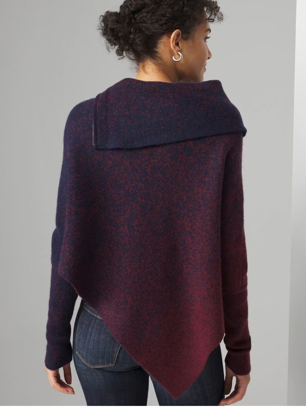 White House Black Market Ombre Draped Neck Poncho Sweater  M\L - Picture 4 of 13